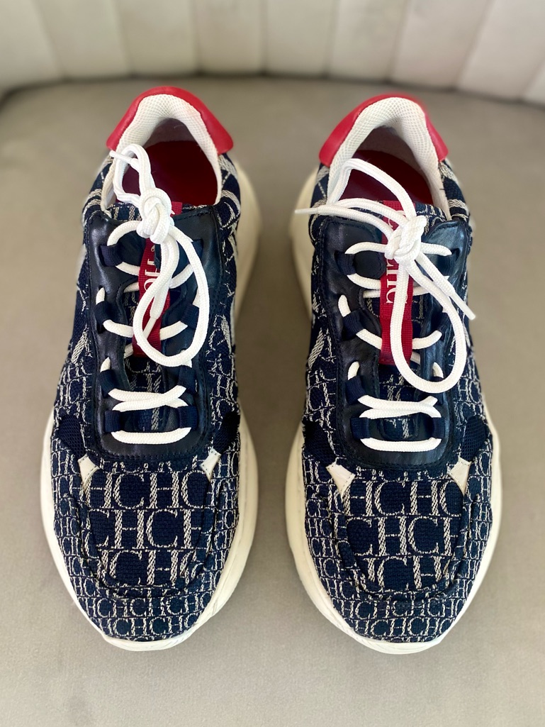 Ch Carolina Herrera Denin/Red Canvas Low Top Sneakers